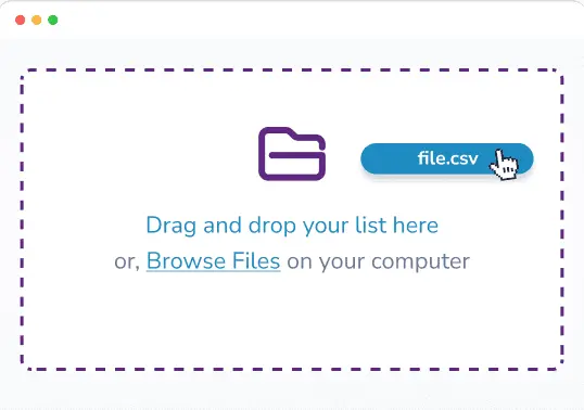 The ZeroBounce drag-and-drop file uploader.