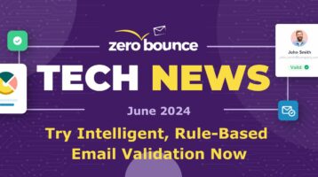 zerobounce tech news announcing a new intelligent rule-based email validation method on purple background