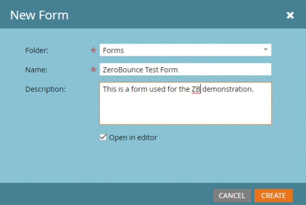 We can stick to the default settings for the form.