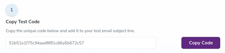 Test Code that has to be copied in the sent email