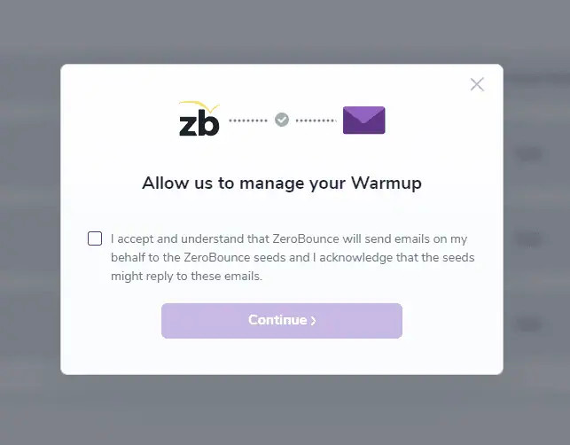Allow ZeroBounce to manage the Warmup acknowledgement check