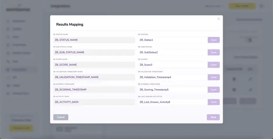 Results Mapping window