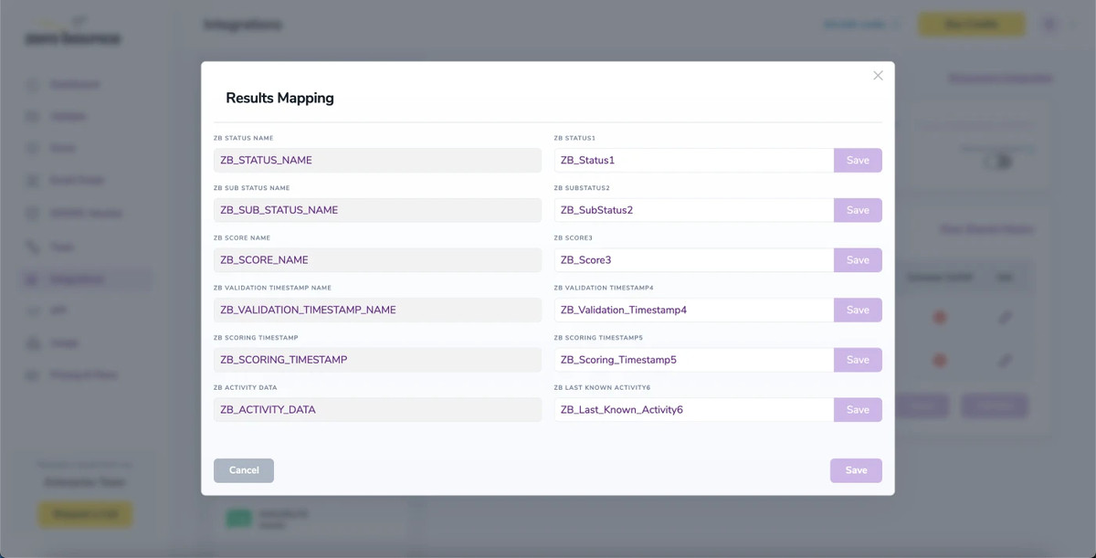 Results Mapping window