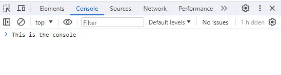Screenshot of the developer tools in Google Chrome with Console highlighted