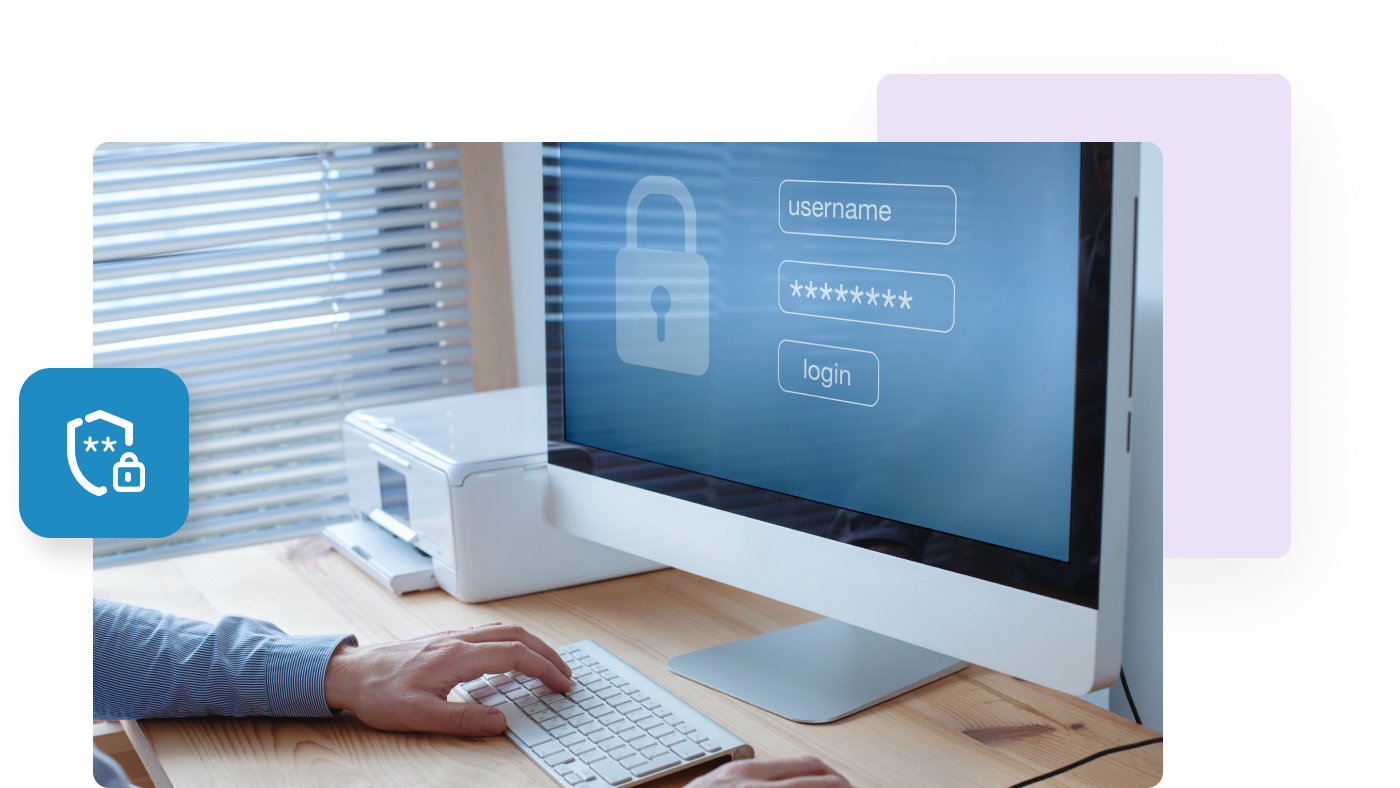 Mac with a secure login screen featuring Okta