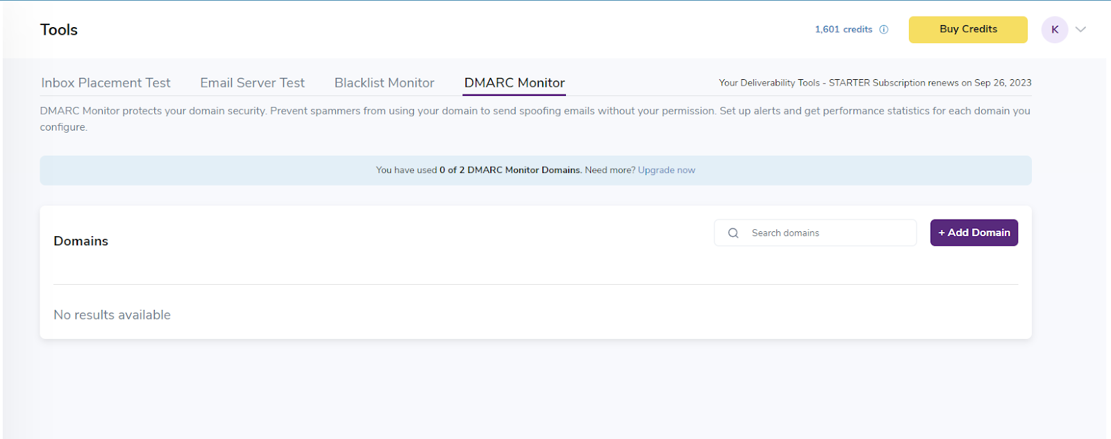 DMARC monitor Page