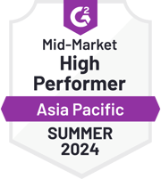 ZeroBounce es un Alto Rendimiento de Medio Mercado en Asia Pacífico en la categoría de Verificación de Correo Electrónico con G2 para el Verano de 2024.