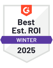 ZeroBounce is Best Est. ROI in the Email Verification category with G2 for the Winter of 2025.