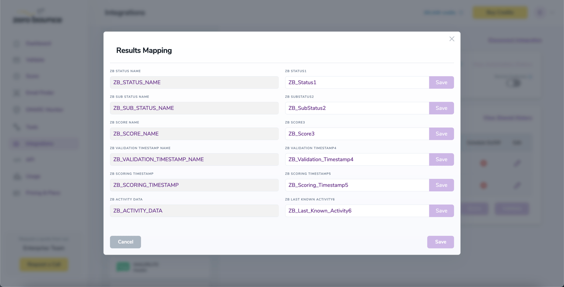 Results Mapping window