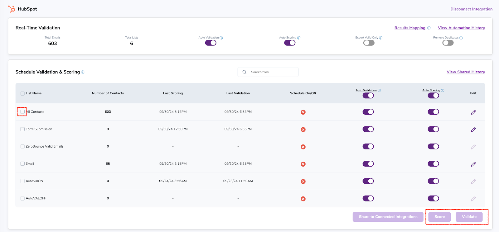 After successful integration, you will be able to view your lists in your ZeroBounce Dashboard.