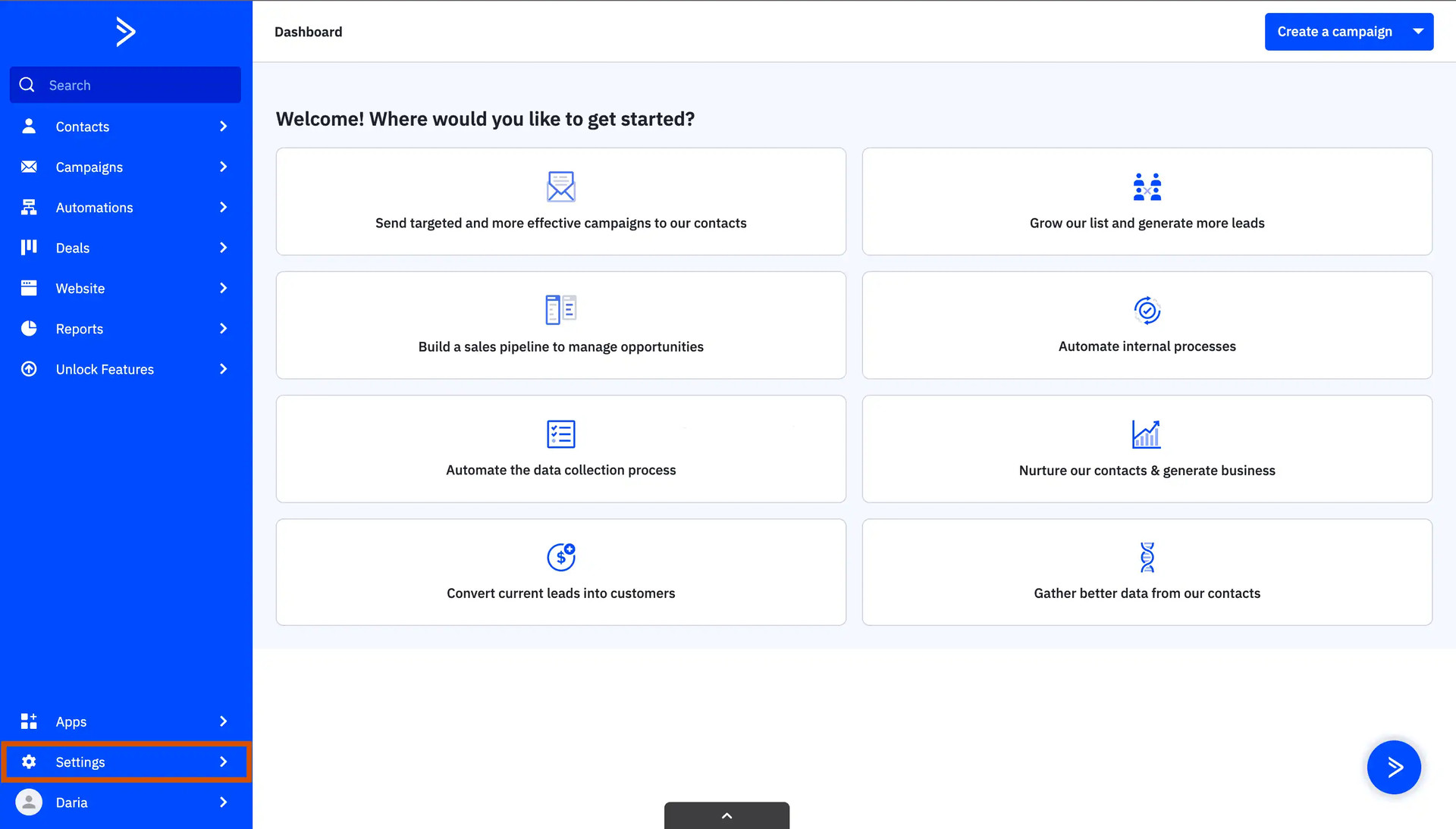 ActiveCampaign Dashboard