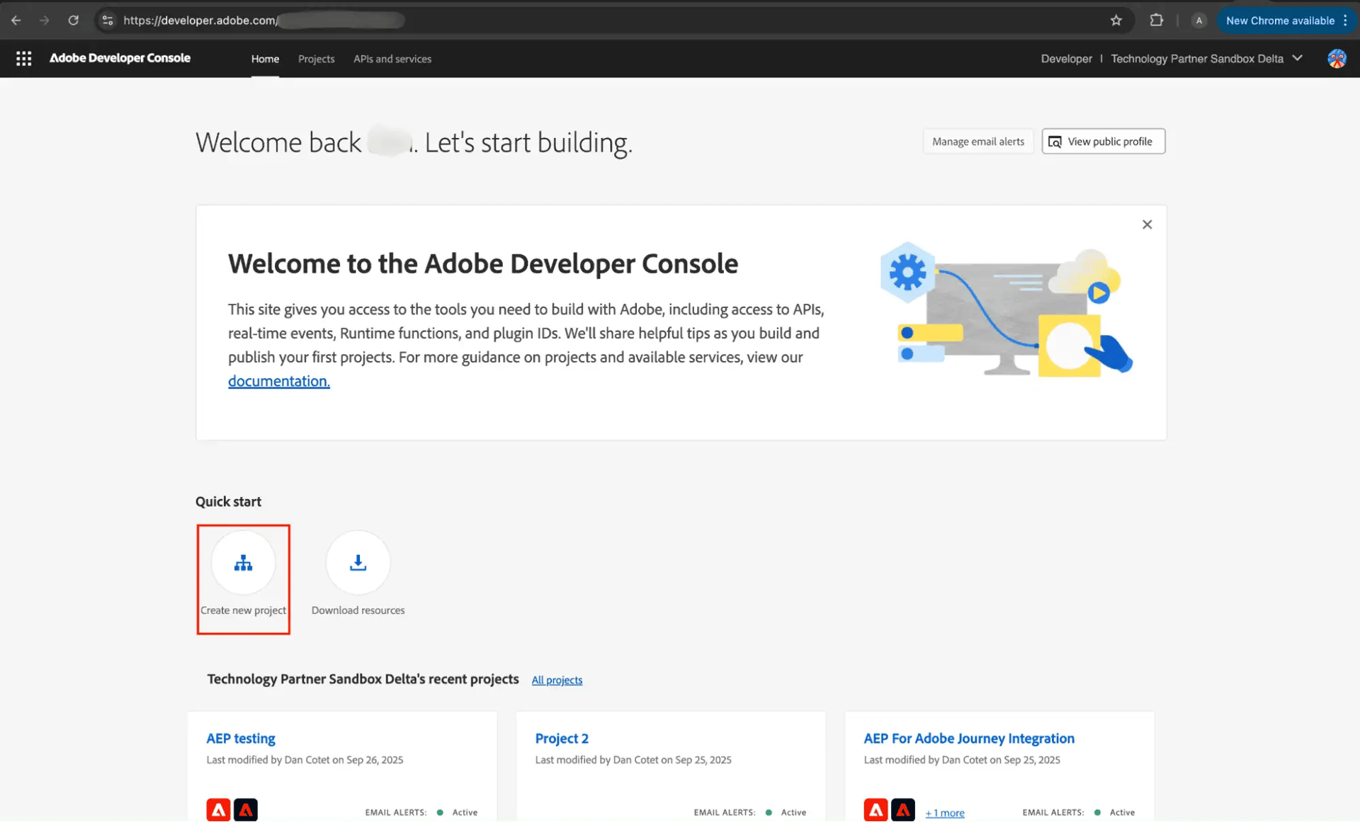 Click on Select a New Project