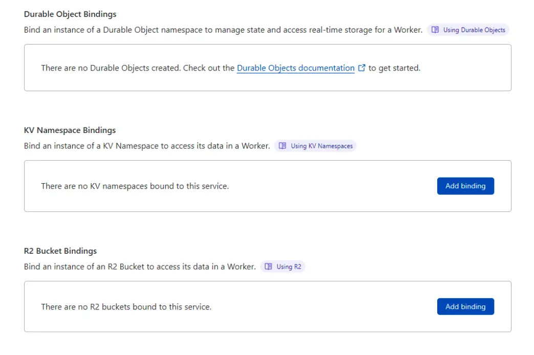 Screenshot of how to add a binding for a namespace in Cloudflare Worker