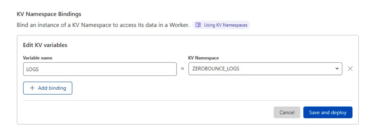 Example of how to create logs for the ZeroBounce Cloudflare Worker email validation integration