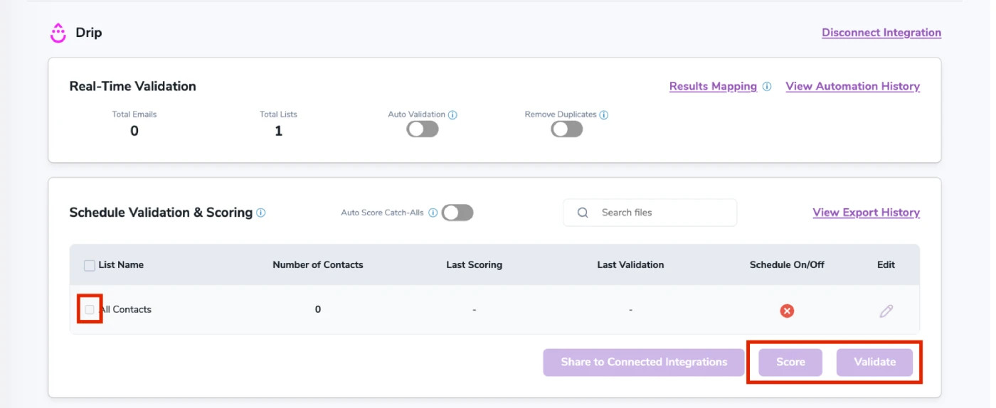 After successful integration, you will be able to view your lists in your ZeroBounce Dashboard.