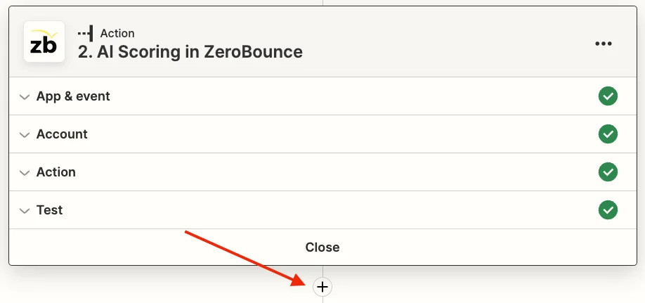 The Zapier new action button