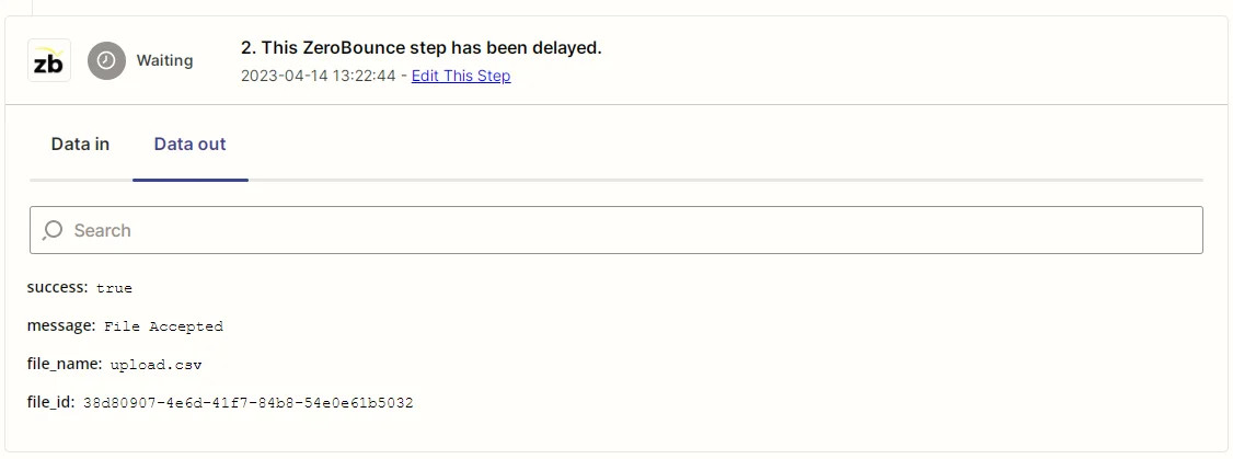 Zapier Zap callback delayed screenshot