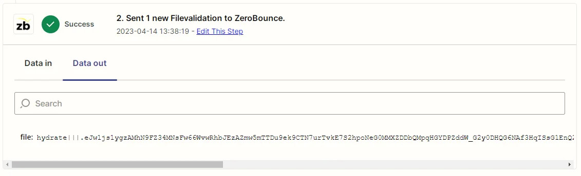 Zapier Zap callback success screenshot