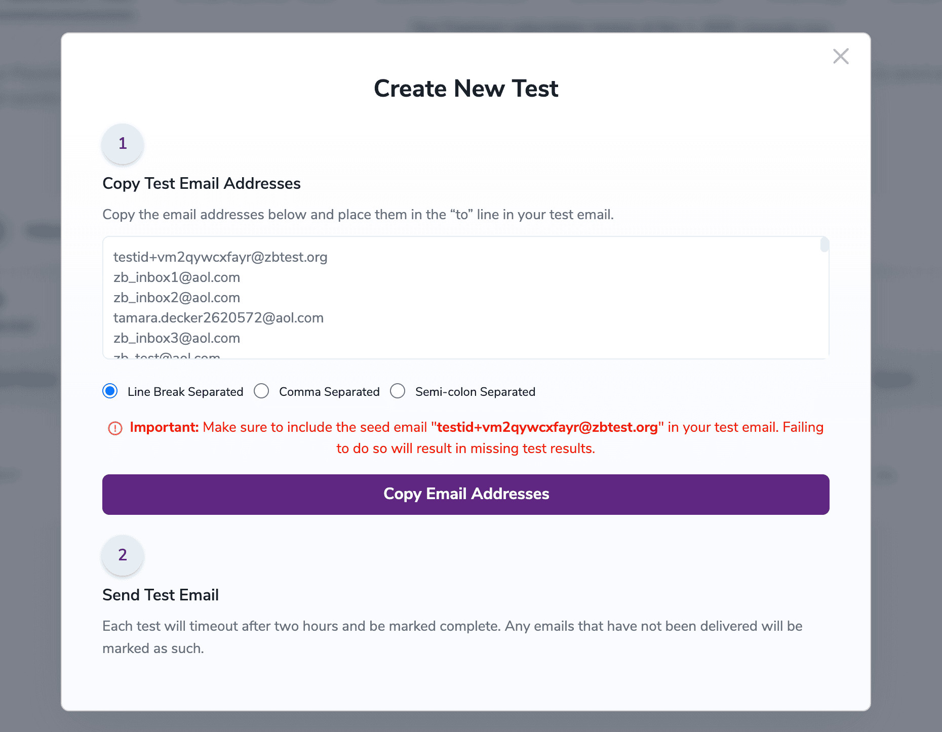 Copy the newly generated email addresses and add them to a new mailing list, or create a new campaign using your email service provider.