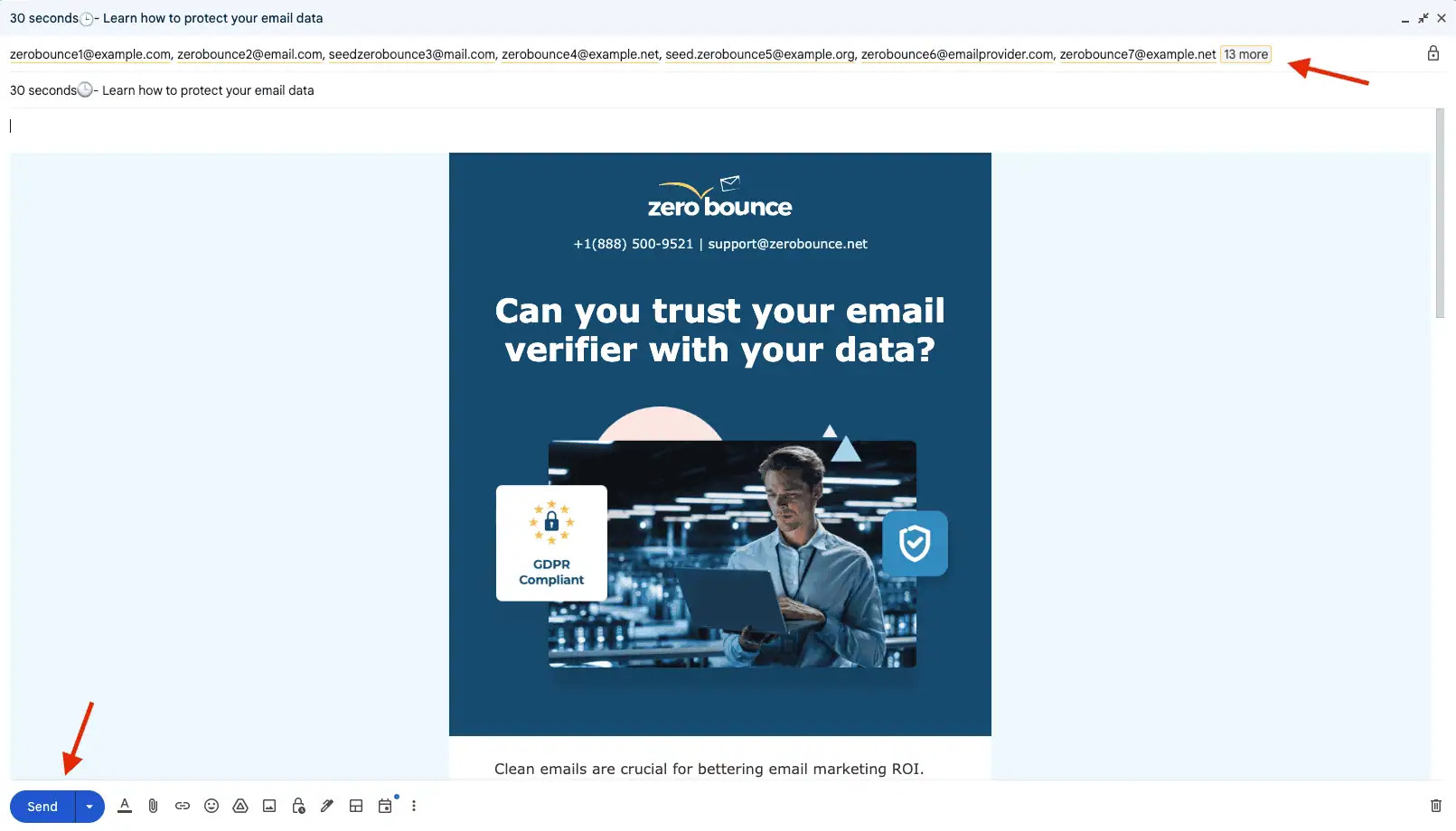 User email window initiating the warm-up process