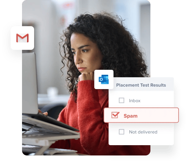 Validation of an email address causes a woman to see a spam placement result because of low email deliverability