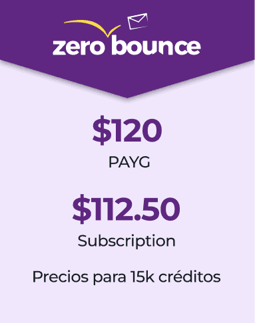 Logotipo de ZeroBounce con $2,250 - Precios de ZeroBounce para 750,000 créditos