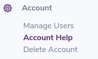 Account Help section under the Account settings