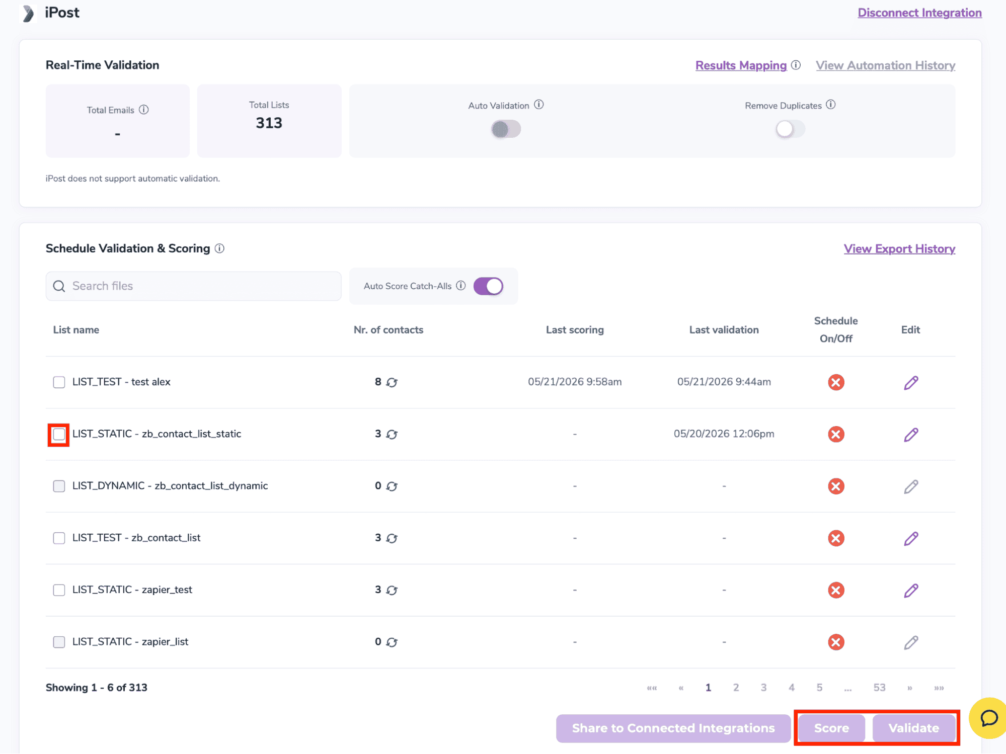 After successful integration, you will be able to view your lists in your ZeroBounce Dashboard.