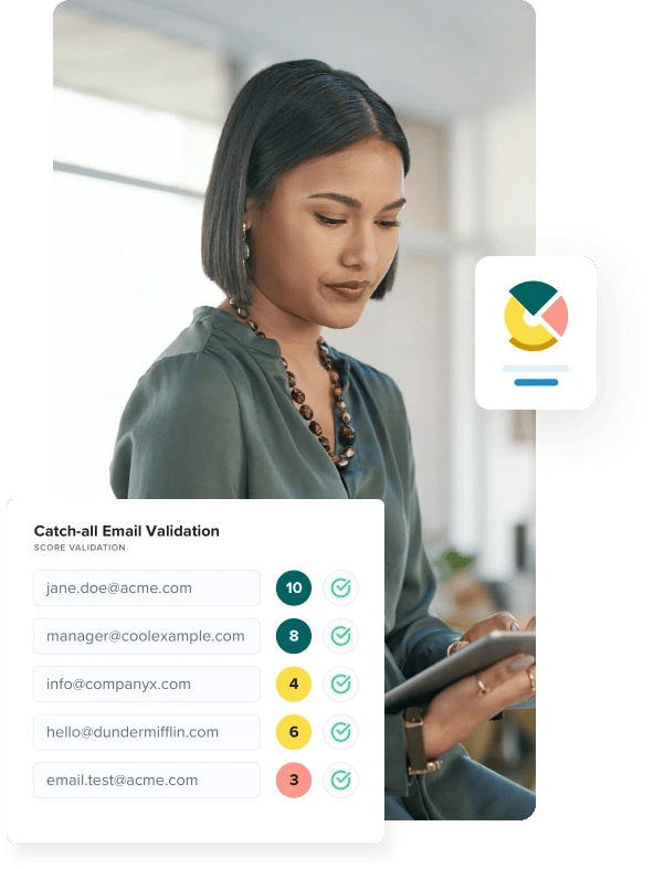 Businesswoman uses Activity Data and email scoring after validating her list with the free email verifier