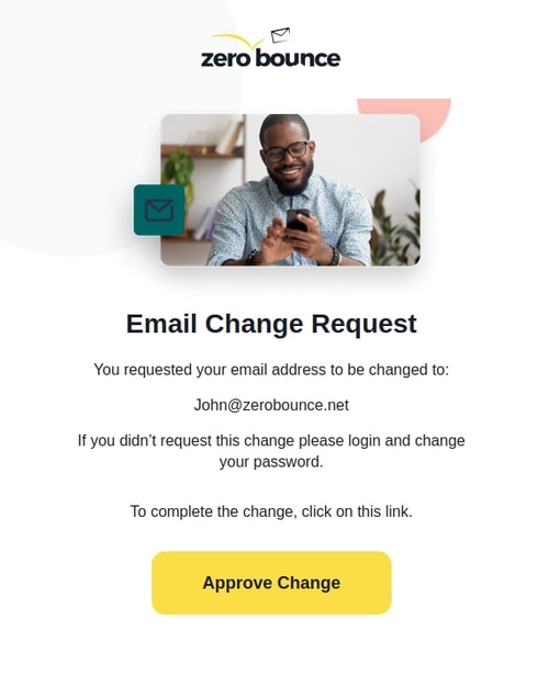Confirmation email through which you can approve your account email change