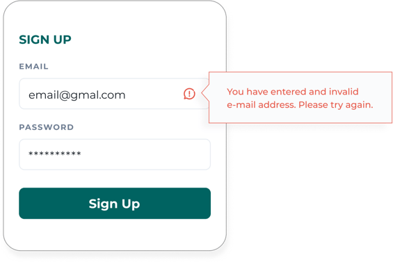 Formulario de inscripción que mejora el crecimiento de la lista de correo electrónico al detectar automáticamente una dirección de correo electrónico no válida