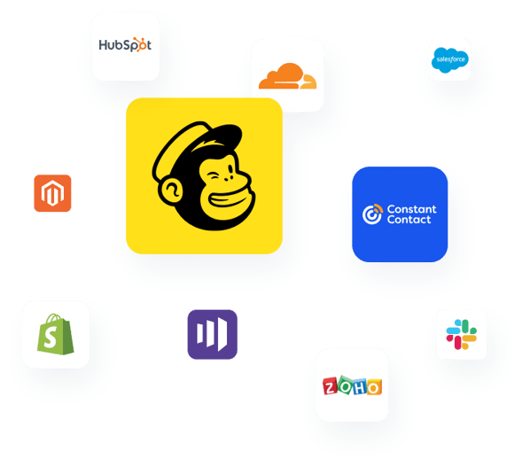 Collage de logotipos de empresas destacadas que tienen una integración existente con su clave API de verificación de correo electrónico de ZeroBounce.