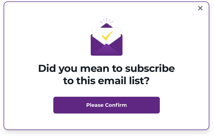 Example of a double opt-in confirmation email