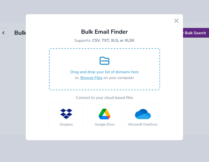 Screenshot of ZeroBounce’s bulk email validation upload