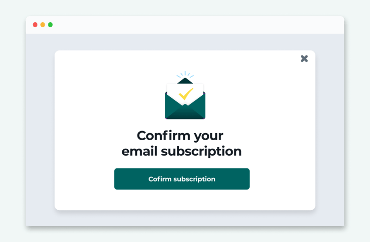 Web browser with email that says Confirm your email subscription