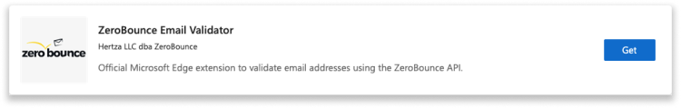 Extensión de validación de correo electrónico de ZeroBounce para Microsoft Edge en the Edge Add-ons Store