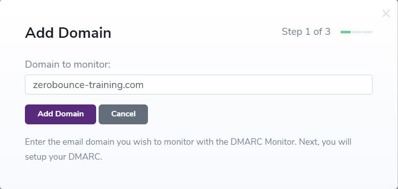 Add a DMARC monitor Domain