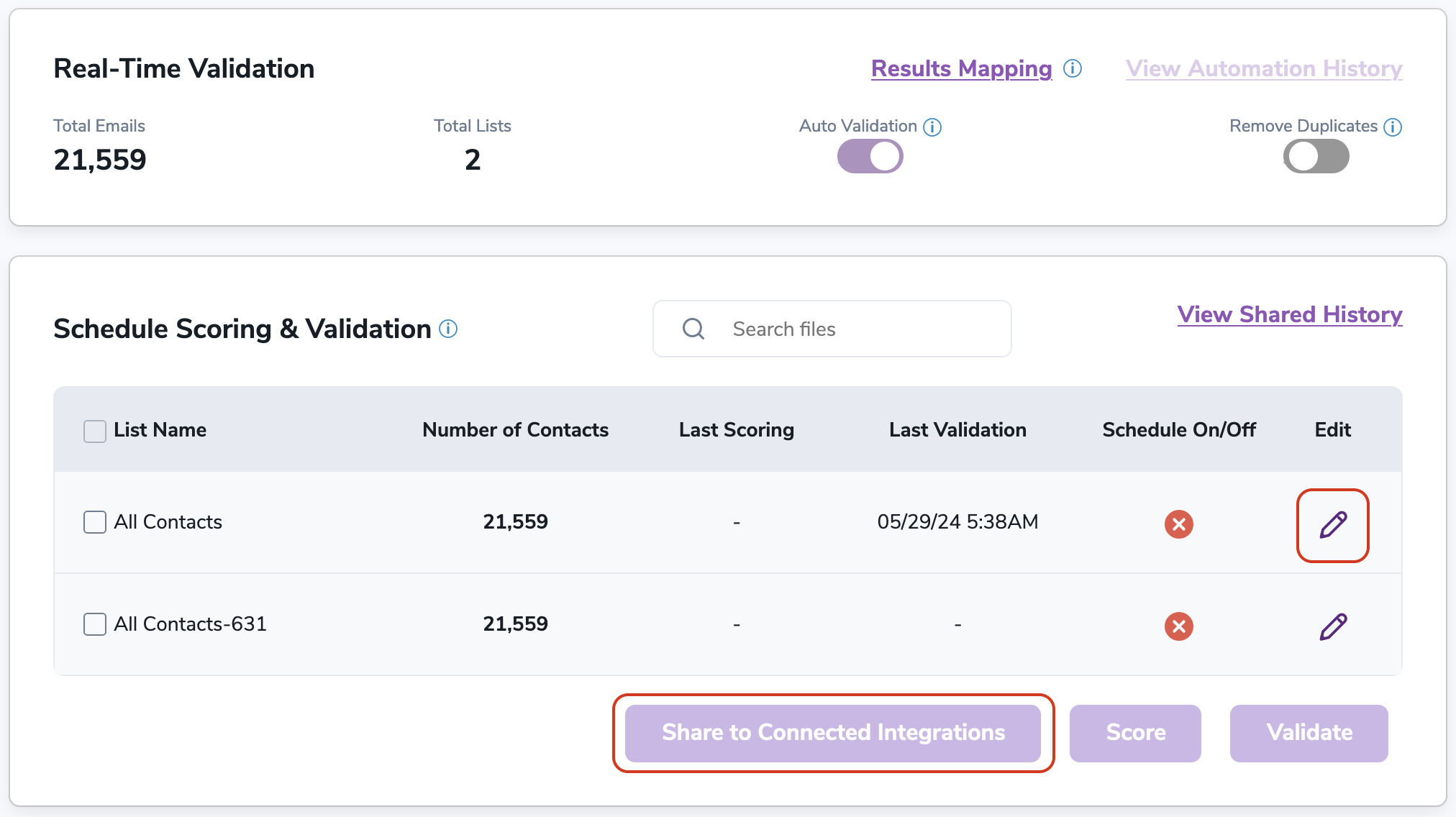 <p class='important mt-3'><strong>NOTE: </strong>Auto-validation applies only to email addresses added to the HubSpot account after the feature is enabled. Existing emails will not be auto-validated, even if added to new lists.</p>