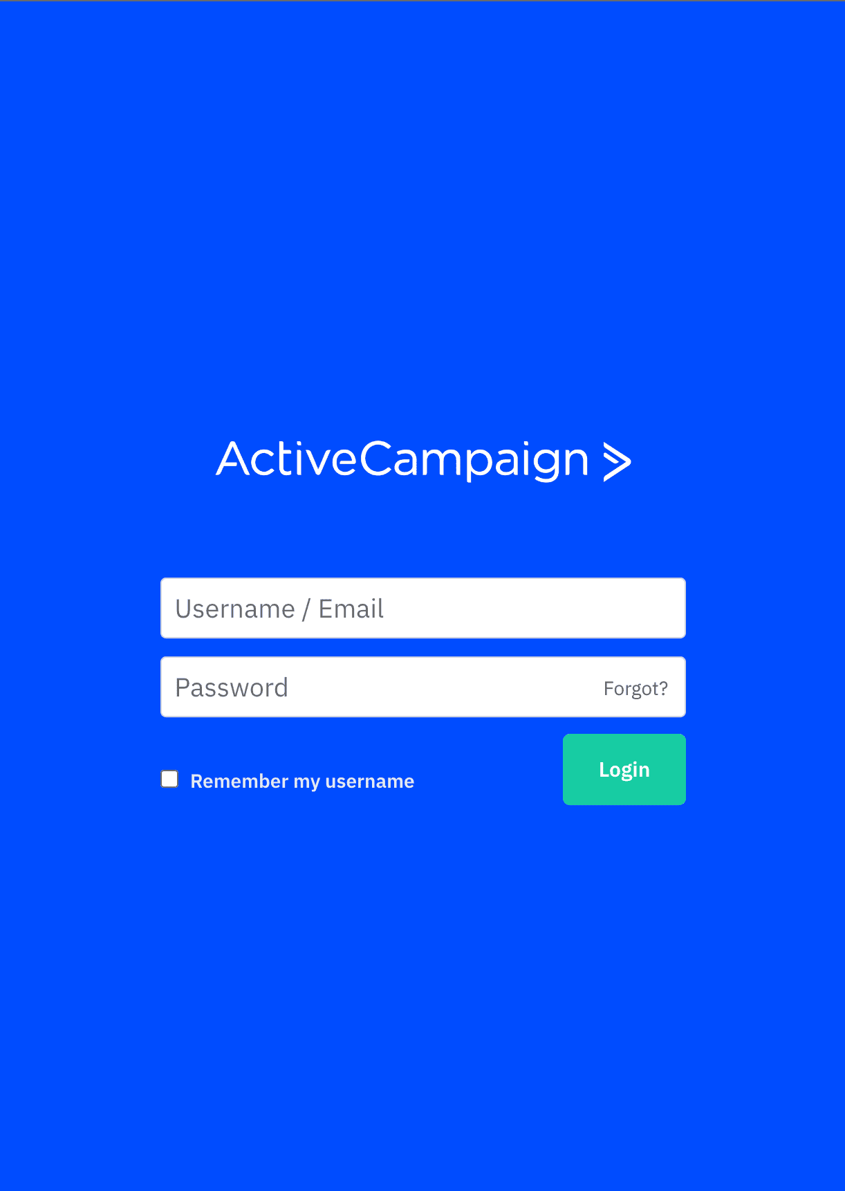 ActiveCampaign login page