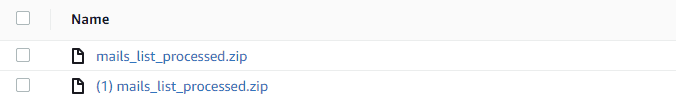 In case two or more files with the same name will be validated or scored, the resulted files will be versioned in S3.