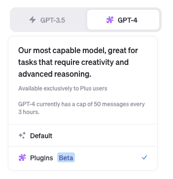 The settings dropdown for a new ChatGPT conversation