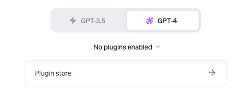 The plugin menu for a new conversation