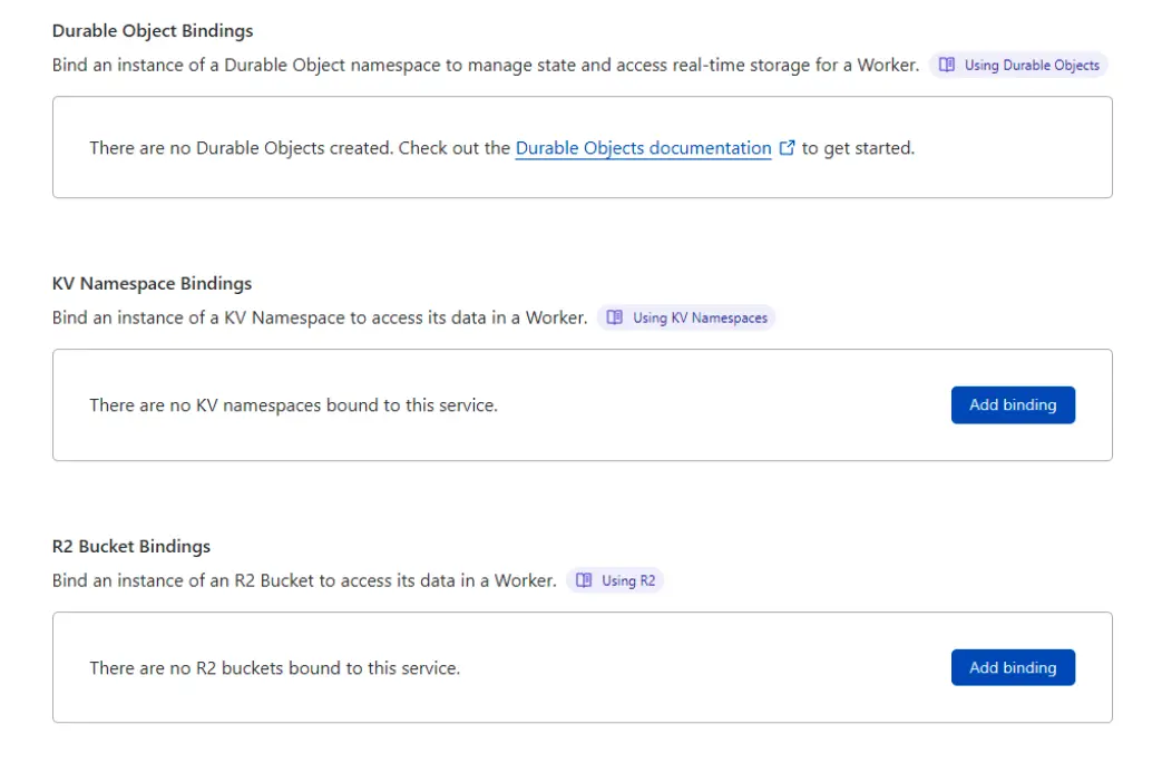 Screenshot of how to add a binding for a namespace in Cloudflare Worker