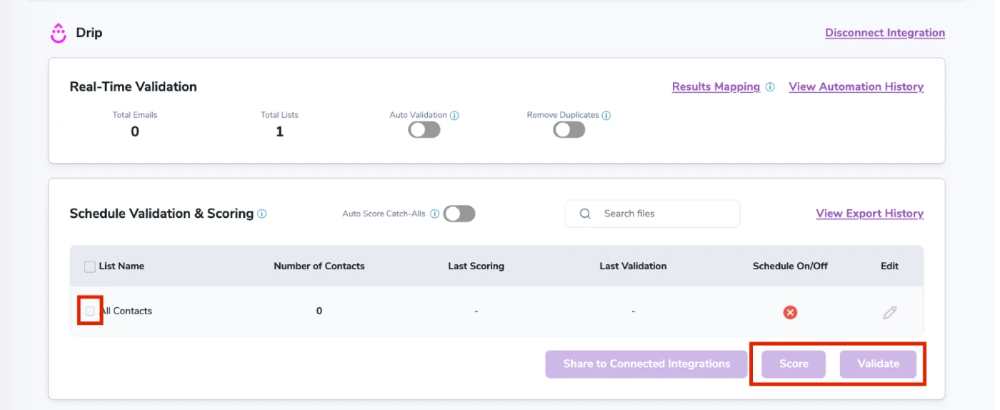 After successful integration, you will be able to view your lists in your ZeroBounce Dashboard.