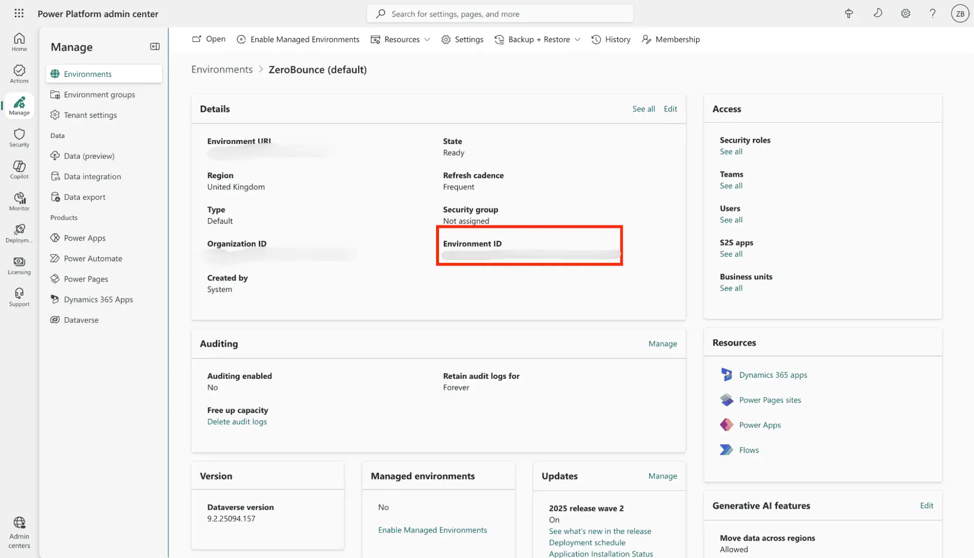Microsoft admin center.