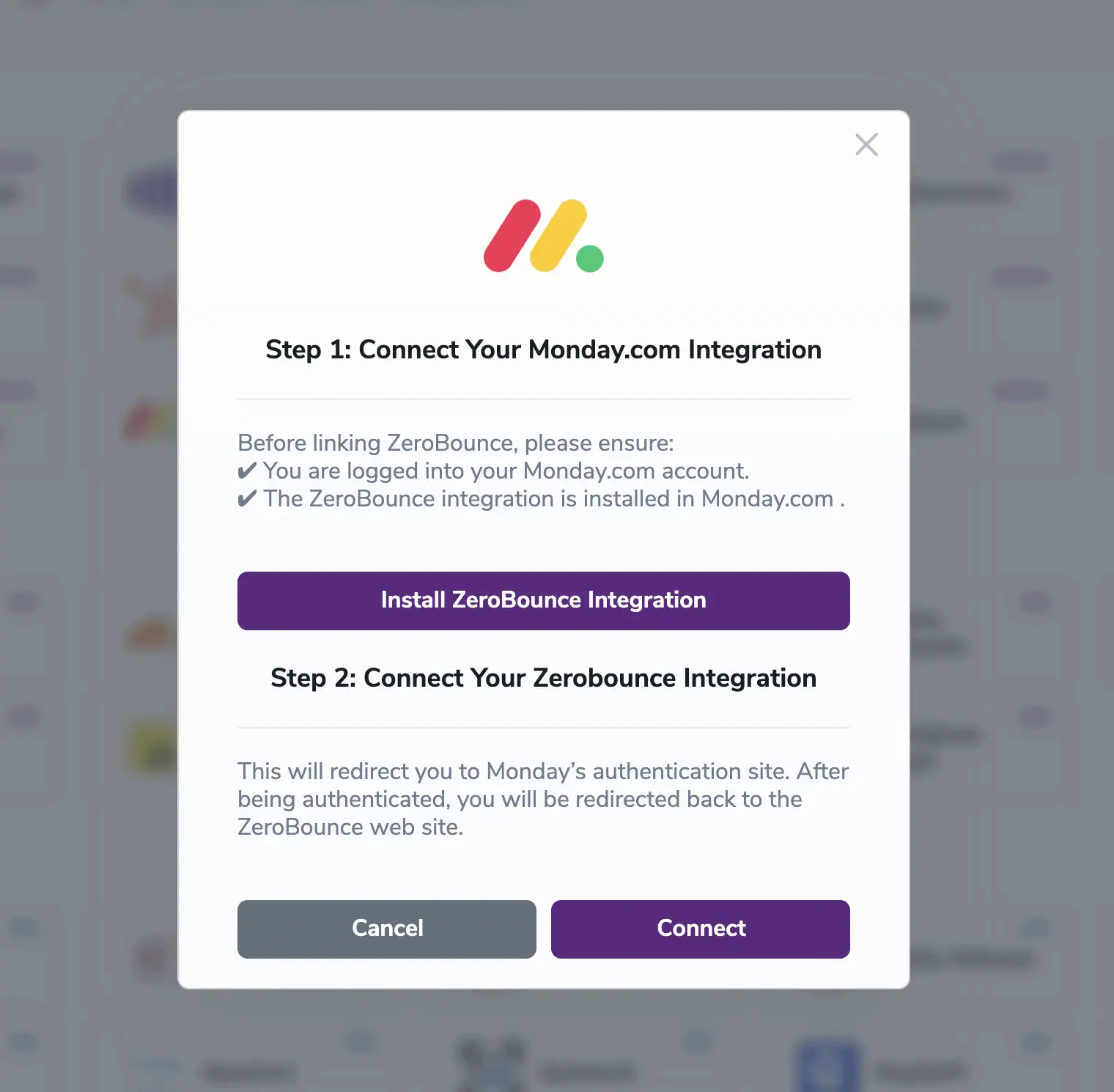 Redirect pop-up modal