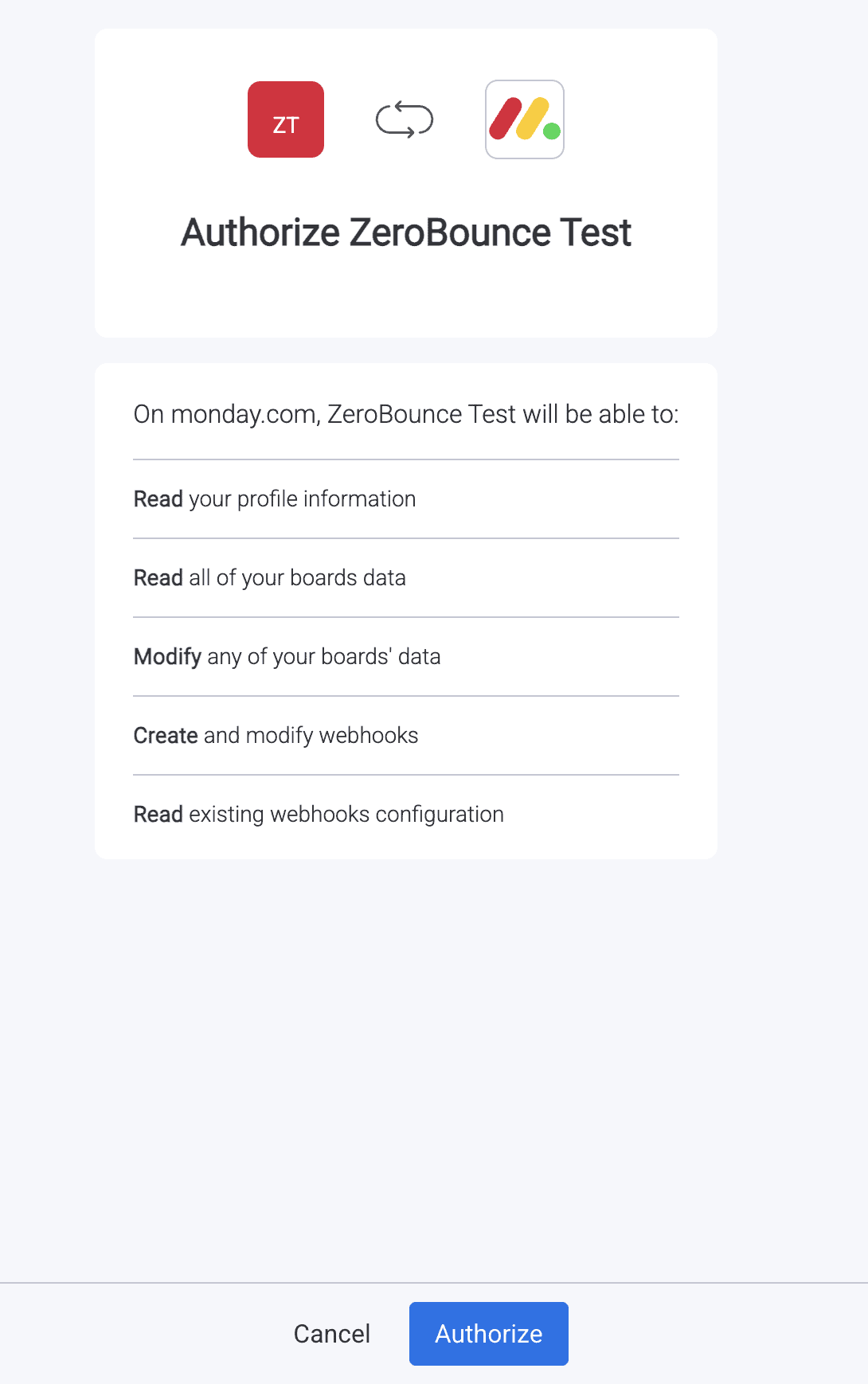 Authorize pop-up modal