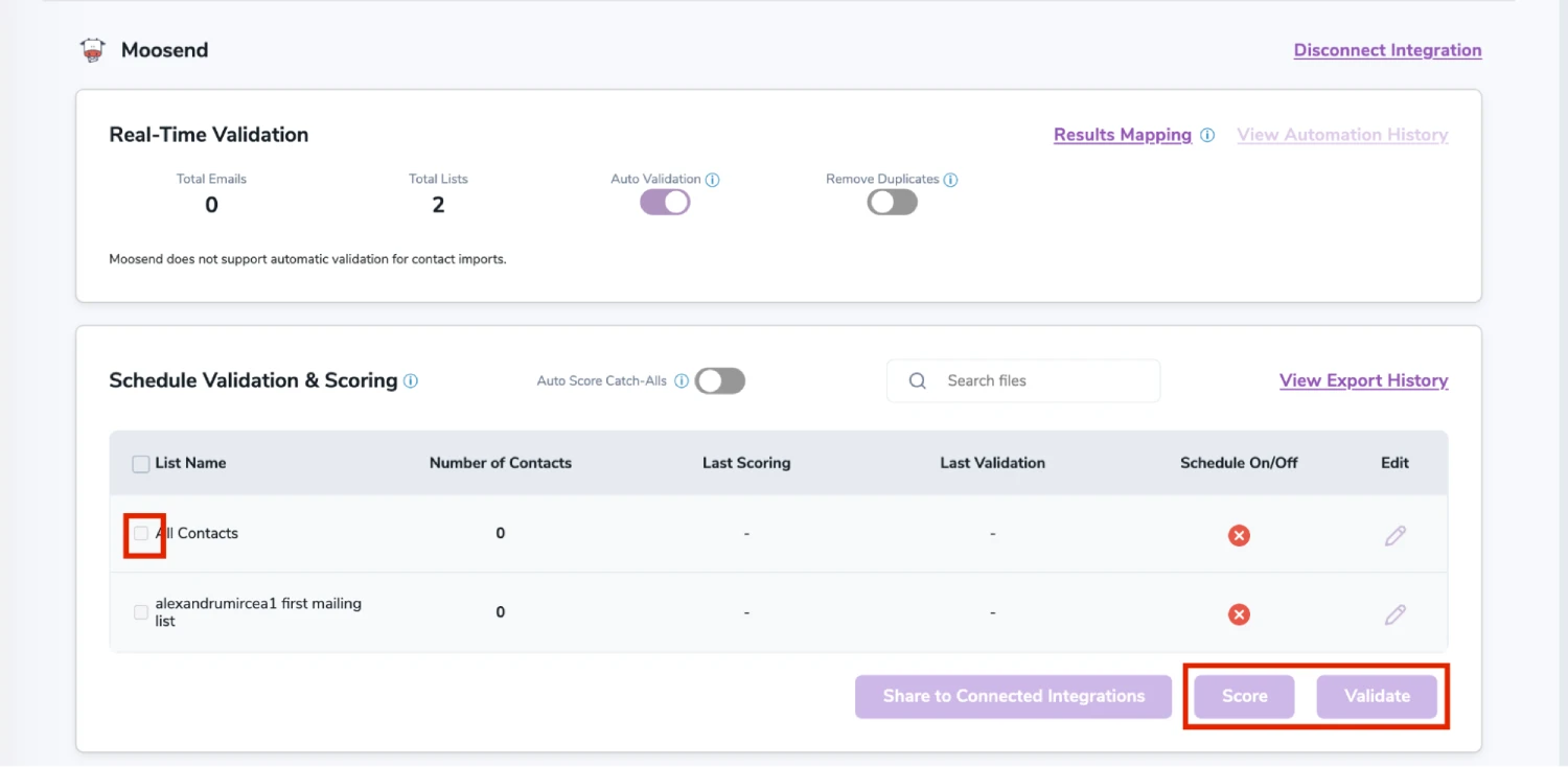 After successful integration, you will be able to view your lists in your ZeroBounce Dashboard.