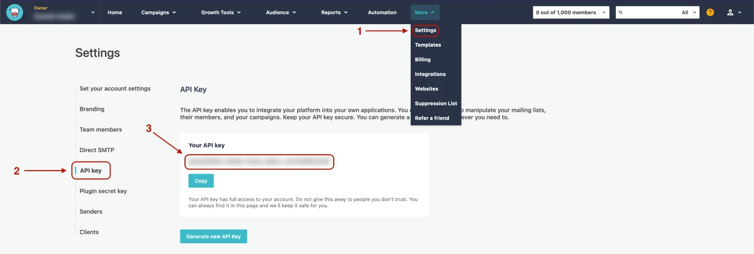 A Moosend tags list highlighting that email contacts should have tags associated.