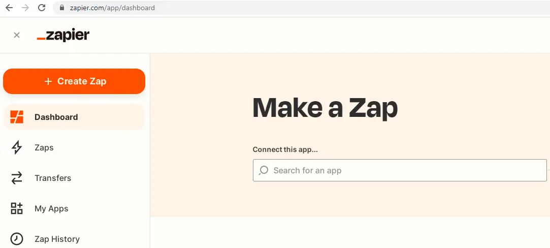 Zapier dashboard screenshot